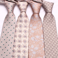 Polyester cashew flower classic men's 8cm tie, men's khaki business casual wedding dinner tie.