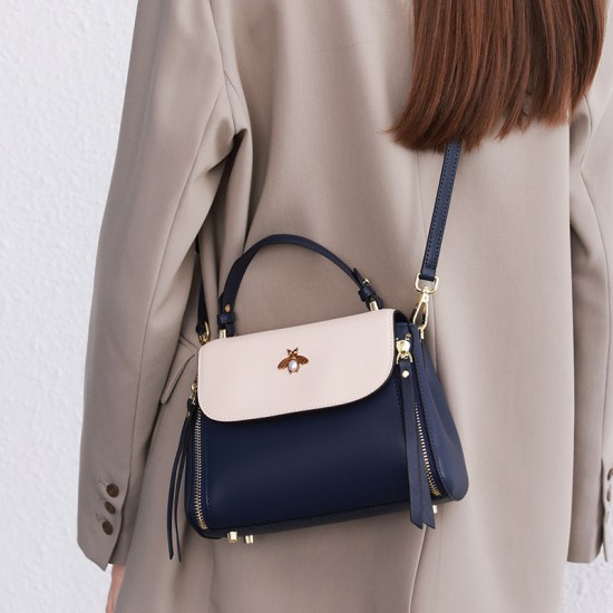 New Chinese-style beaded chain crossbody bag, 2025 new style, vintage waxed leather pleated bag, handbag