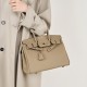 Large Litchi-Pattern Birkin Bag, Genuine Top-Grain Cowhide Handbag, Large-Capacity Kelly Bag, 2025 New Trend Large Litchi-Pattern Birkin Bag, Genuine Top-Grain Cowhide Handbag, Large-Capacity Kelly Bag, 2025 New Trend