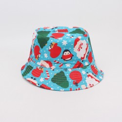 Overseas Christmas-themed bucket hat, elk and snowflake digital print sun hat, reversible sun hat.