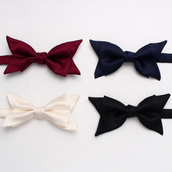 Lei'er new solid color double-layer bow tie, men's business fashion, British-style suit accessories, wedding bow tie in stock.
