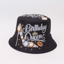Cross-border reversible bucket hat with beer bottle print, versatile outdoor sun protection hat for couples